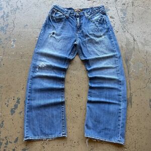 Big Star Voyager Loose Fit Baggy Jeans Mens 36x32 Blue Distressed Denim